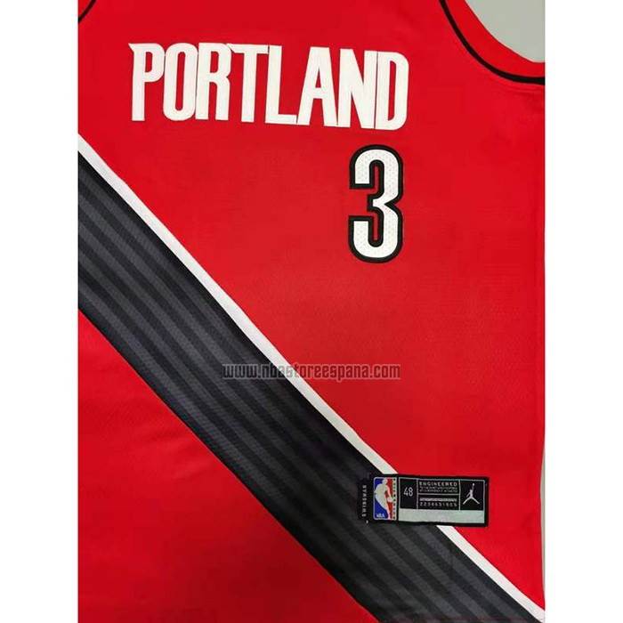 Camiseta Portland Trail Blazers C.j. McCollum NO 3 Statement 2020-21 Rojo
